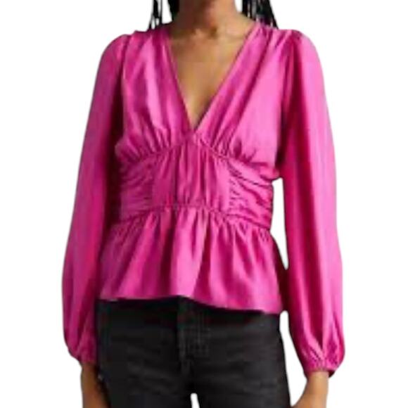 *NWOT Sea Fabiloa Silk Peplum Top Pink/Viscose – Sz Small - Picture 2 of 8